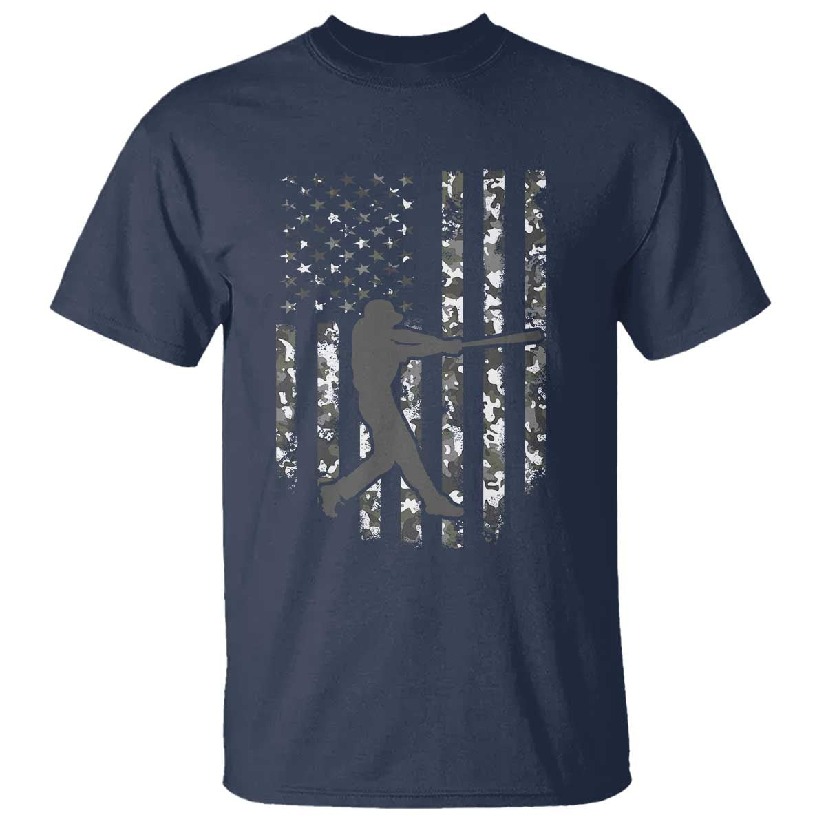Camo US Flag Baseball Player T Shirt Retro Camouflage American Flag Patriotic - Wonder Print Shop