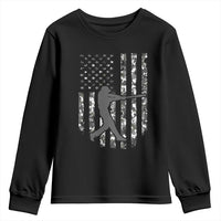 Camo US Flag Baseball Player Youth Sweatshirt Retro Camouflage American Flag Patriotic - Wonder Print Shop
