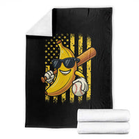 Retro Bananas Throw Blanket Vintage American Flag Banana Lover - Wonder Print Shop