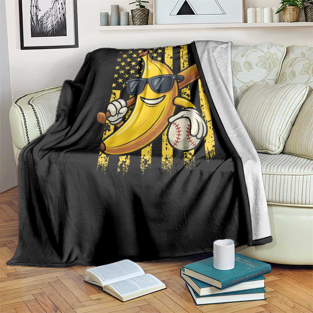 Retro Bananas Throw Blanket Vintage American Flag Banana Lover - Wonder Print Shop