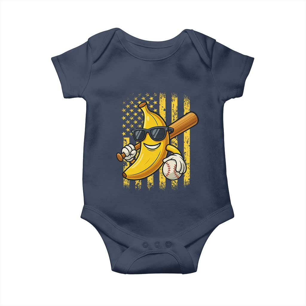 Retro Bananas Baby Onesie Vintage American Flag Banana Lover - Wonder Print Shop