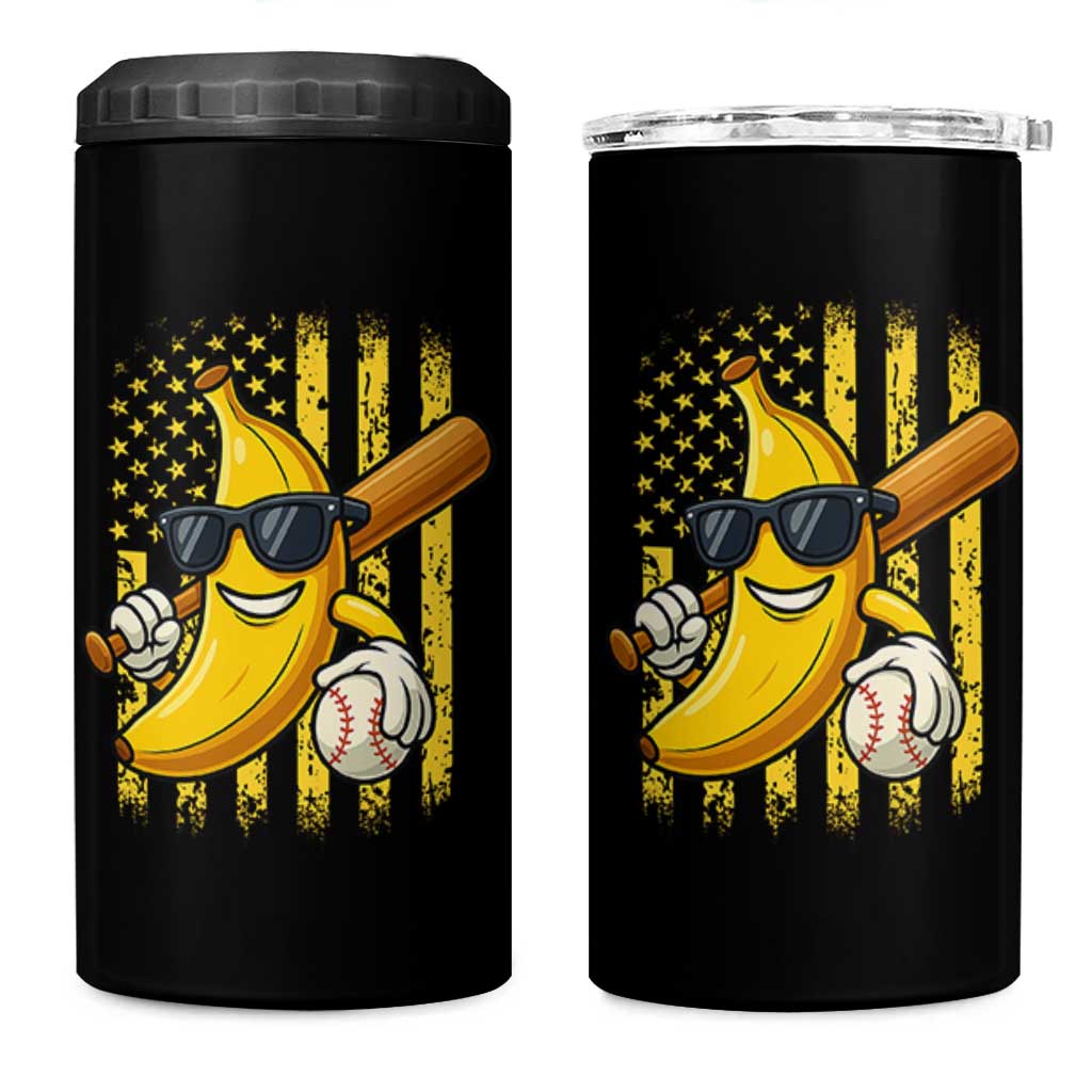 Retro Bananas 4 in 1 Can Cooler Tumbler Vintage American Flag Banana Lover - Wonder Print Shop