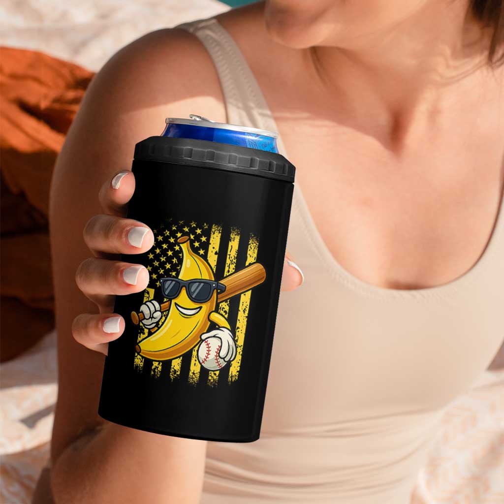 Retro Bananas 4 in 1 Can Cooler Tumbler Vintage American Flag Banana Lover - Wonder Print Shop