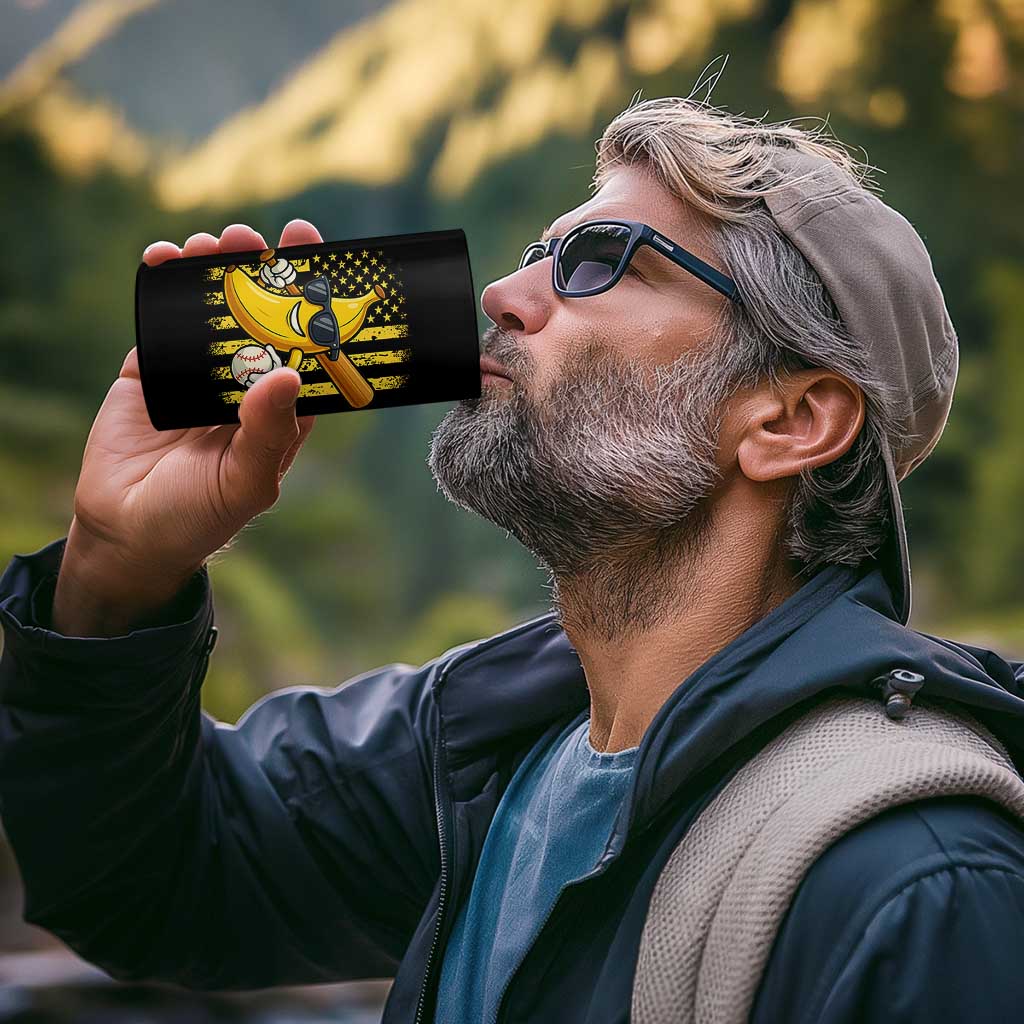 Retro Bananas 4 in 1 Can Cooler Tumbler Vintage American Flag Banana Lover - Wonder Print Shop