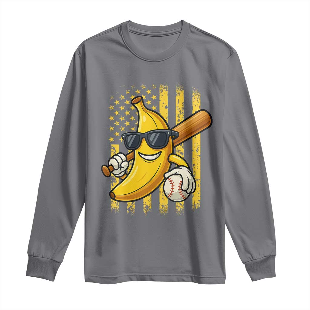 Retro Bananas Long Sleeve Shirt Vintage American Flag Banana Lover - Wonder Print Shop