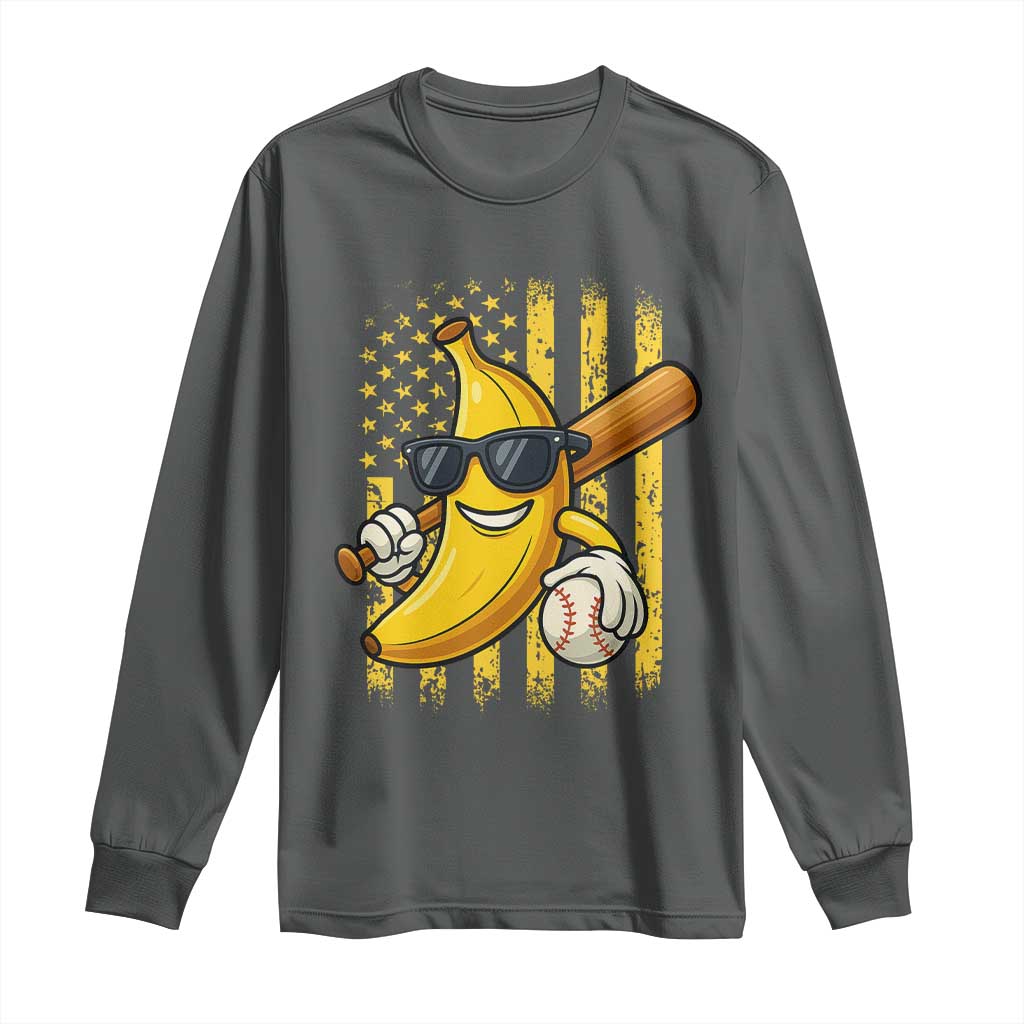 Retro Bananas Long Sleeve Shirt Vintage American Flag Banana Lover - Wonder Print Shop