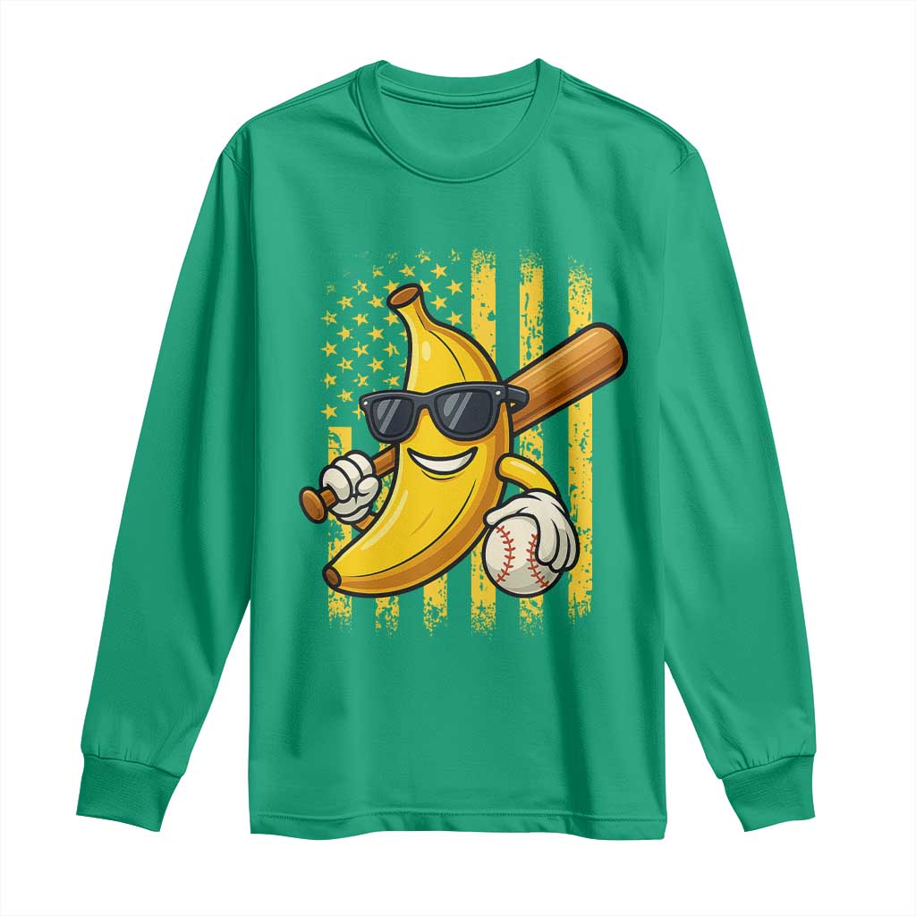 Retro Bananas Long Sleeve Shirt Vintage American Flag Banana Lover - Wonder Print Shop