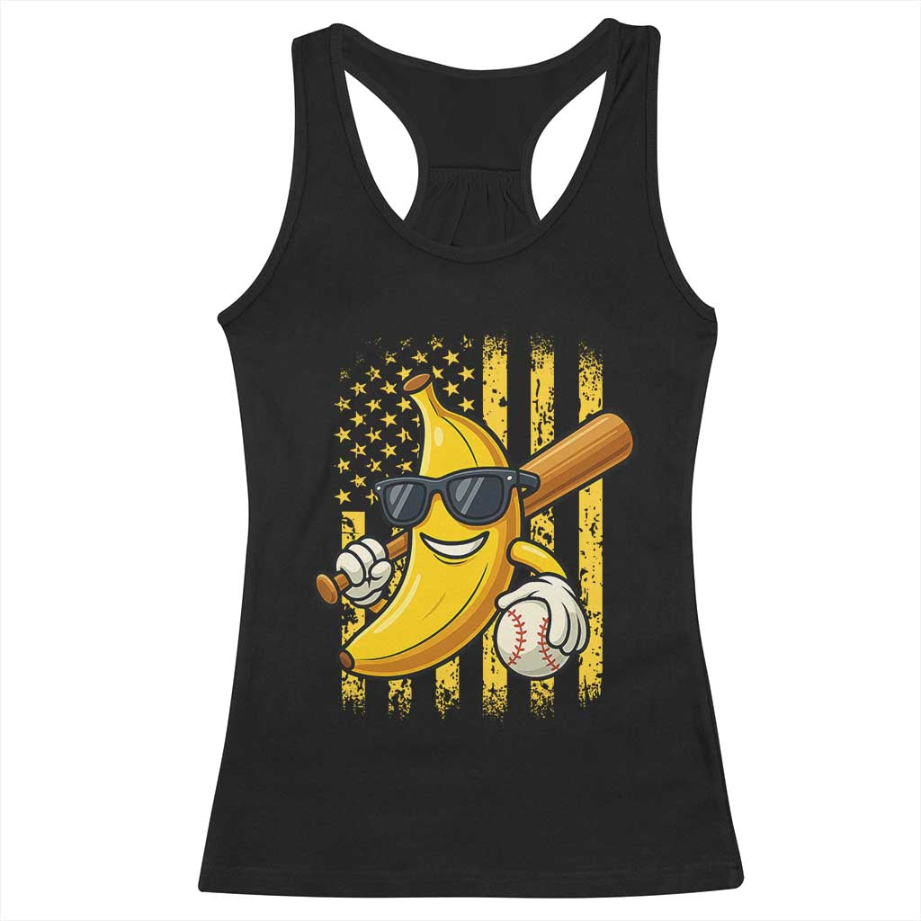 Retro Bananas Racerback Tank Top Vintage American Flag Banana Lover - Wonder Print Shop