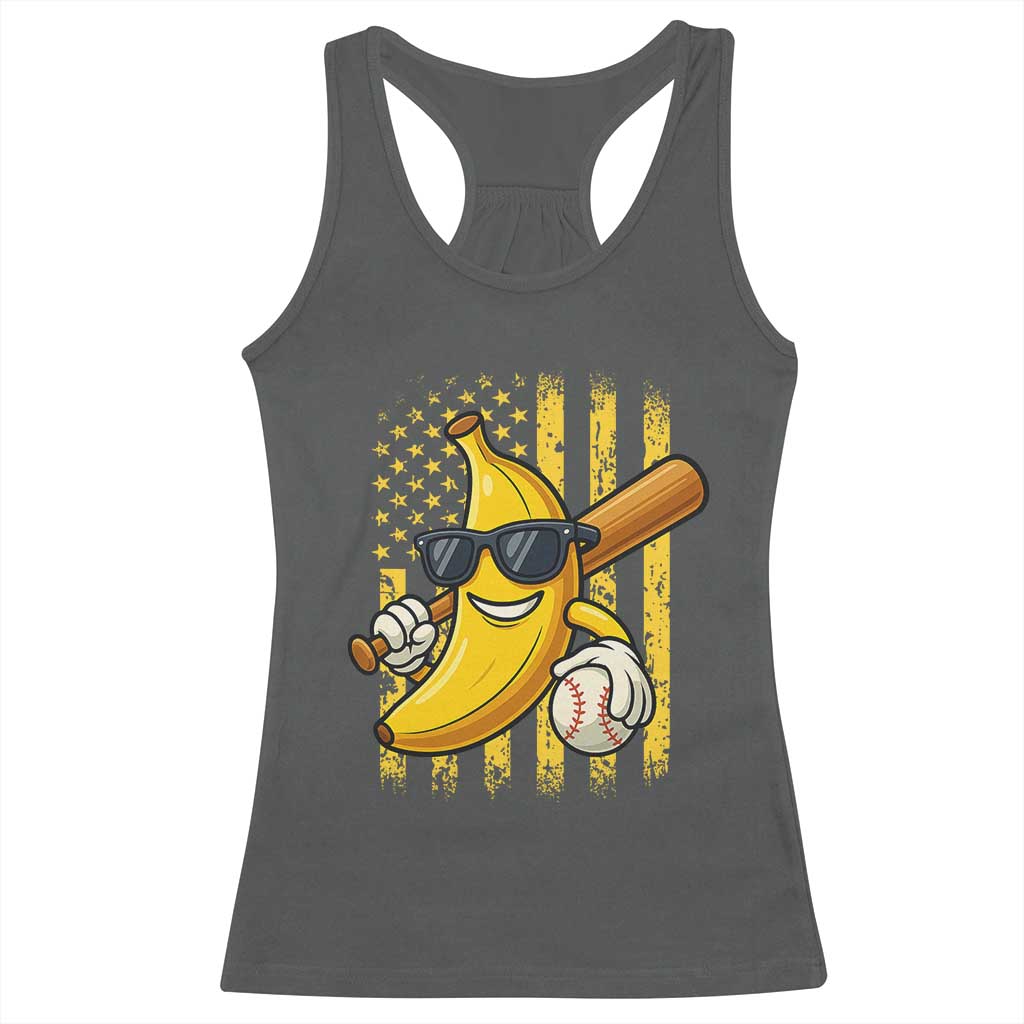 Retro Bananas Racerback Tank Top Vintage American Flag Banana Lover - Wonder Print Shop