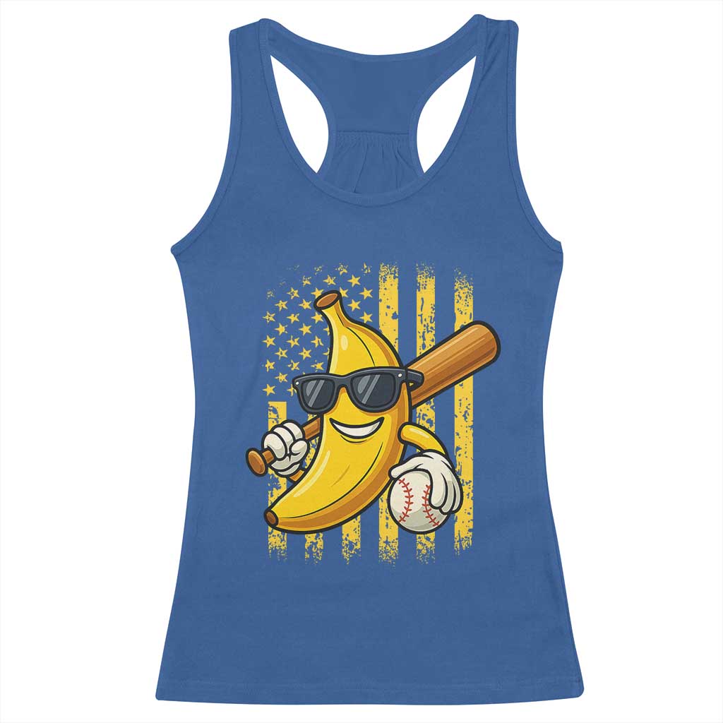 Retro Bananas Racerback Tank Top Vintage American Flag Banana Lover - Wonder Print Shop