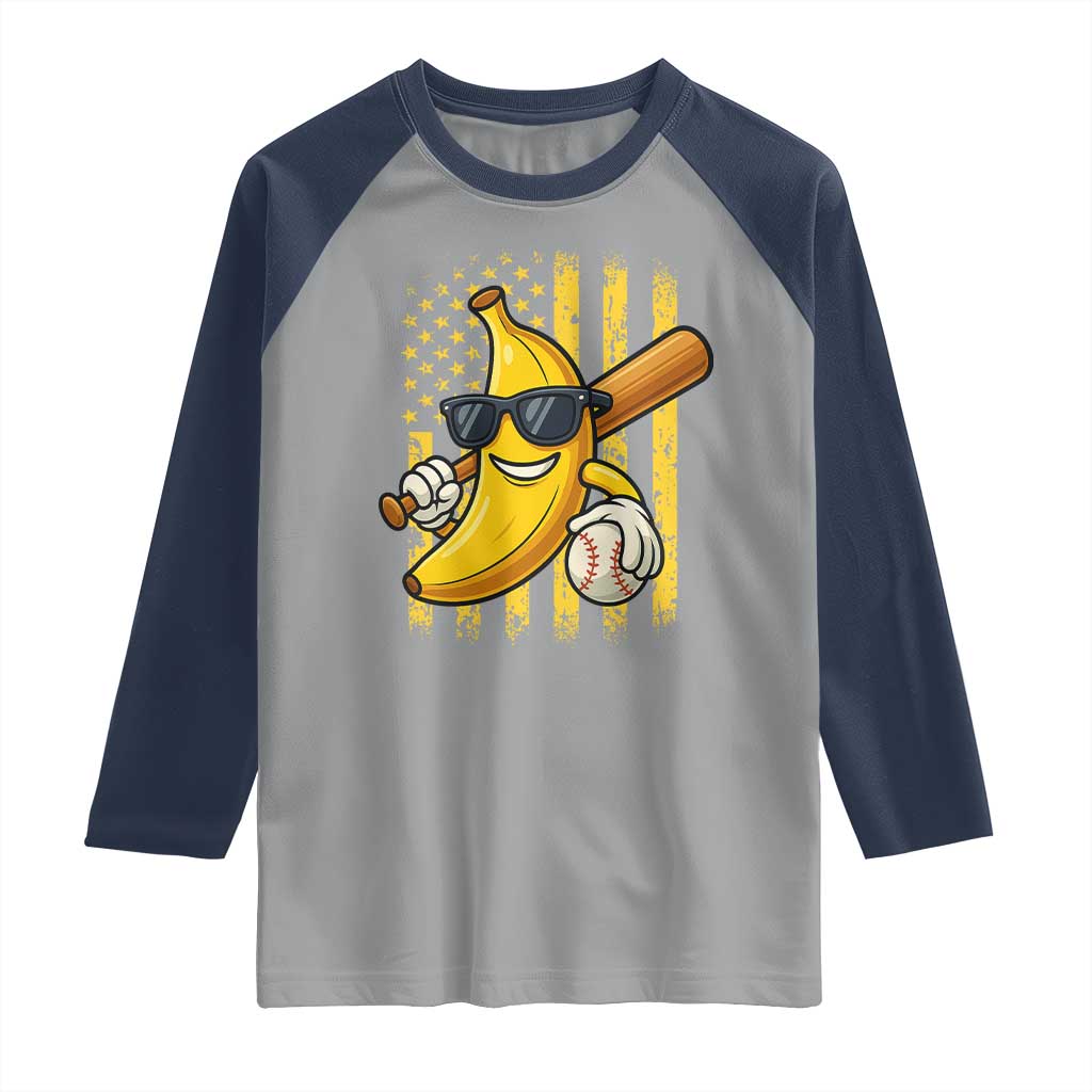 Retro Bananas Raglan Shirt Vintage American Flag Banana Lover - Wonder Print Shop