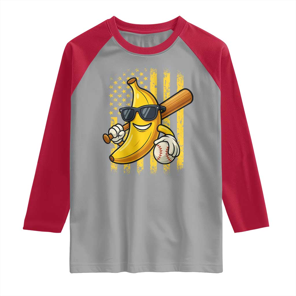 Retro Bananas Raglan Shirt Vintage American Flag Banana Lover - Wonder Print Shop