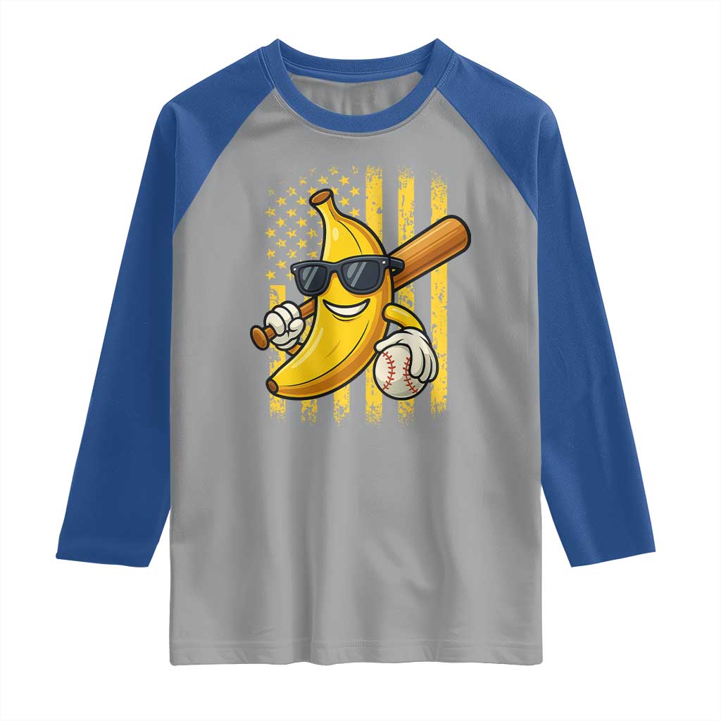 Retro Bananas Raglan Shirt Vintage American Flag Banana Lover - Wonder Print Shop
