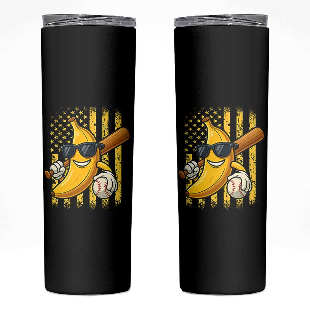 Retro Bananas Skinny Tumbler Vintage American Flag Banana Lover - Wonder Print Shop