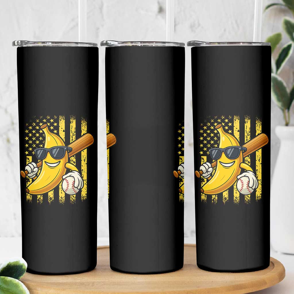 Retro Bananas Skinny Tumbler Vintage American Flag Banana Lover - Wonder Print Shop