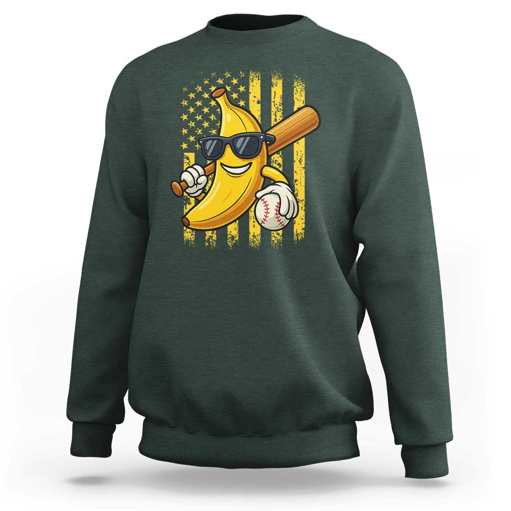 Retro Bananas Sweatshirt Vintage American Flag Banana Lover - Wonder Print Shop