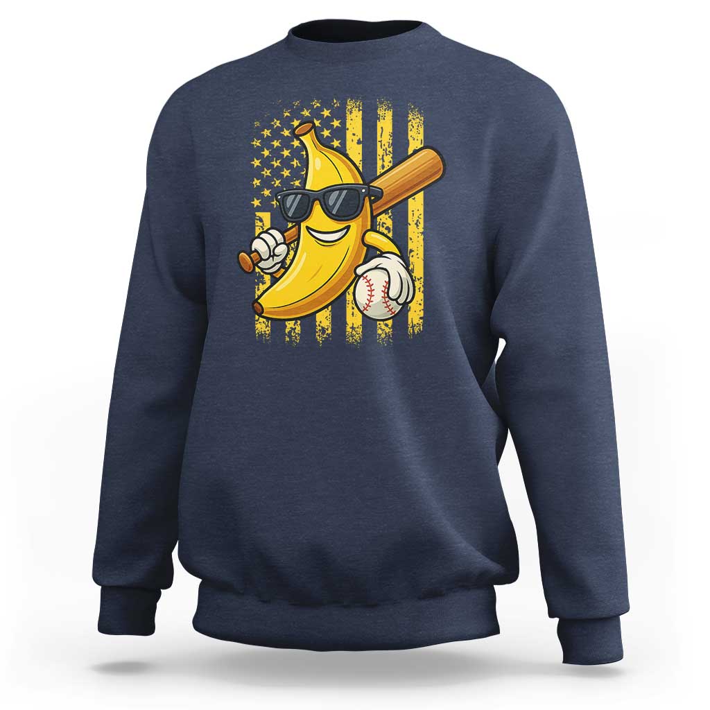 Retro Bananas Sweatshirt Vintage American Flag Banana Lover - Wonder Print Shop