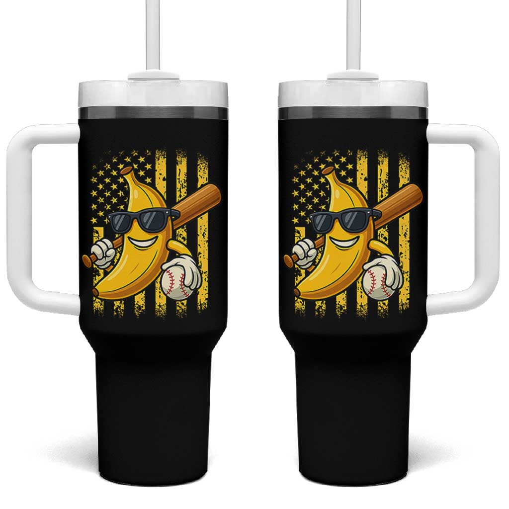 Retro Bananas Tumbler With Handle Vintage American Flag Banana Lover - Wonder Print Shop
