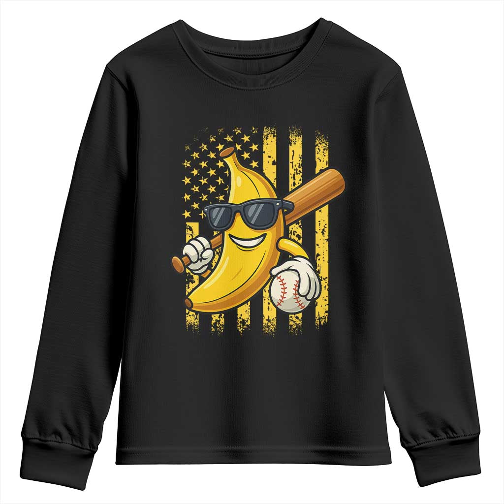 Retro Bananas Youth Sweatshirt Vintage American Flag Banana Lover - Wonder Print Shop