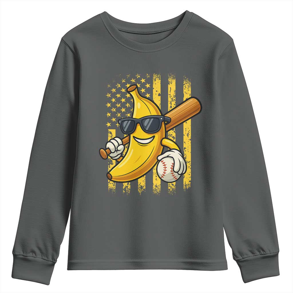 Retro Bananas Youth Sweatshirt Vintage American Flag Banana Lover - Wonder Print Shop