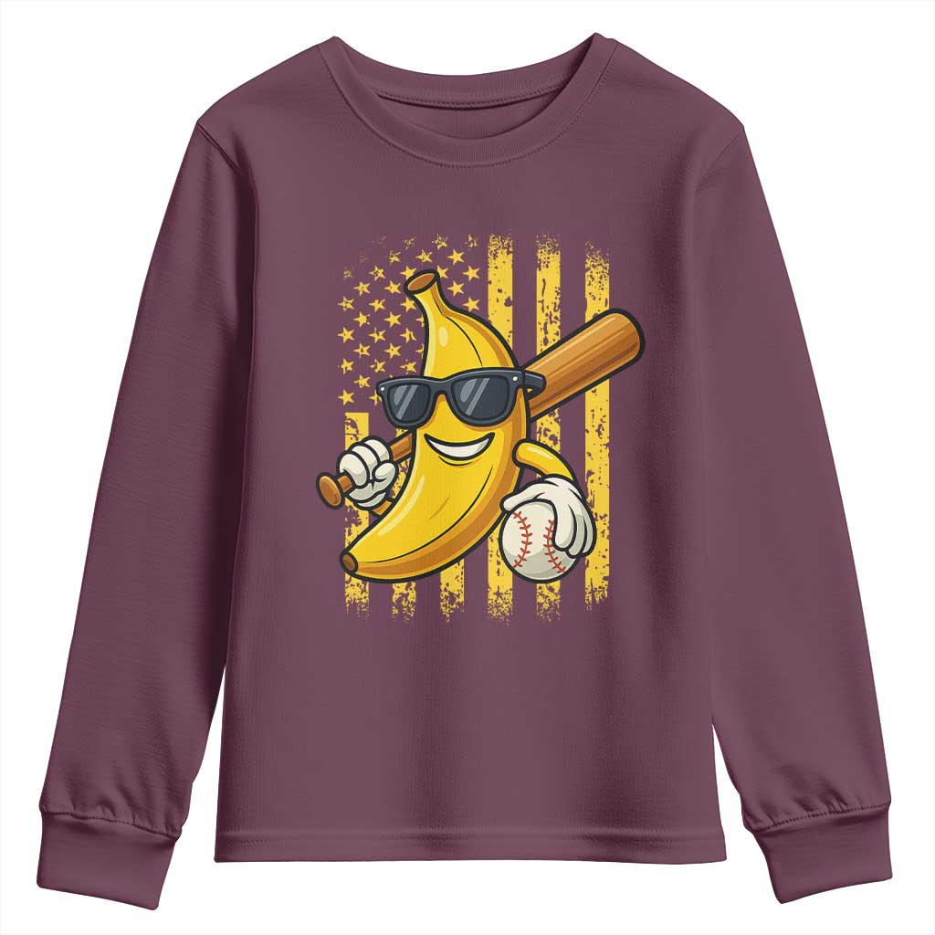 Retro Bananas Youth Sweatshirt Vintage American Flag Banana Lover - Wonder Print Shop