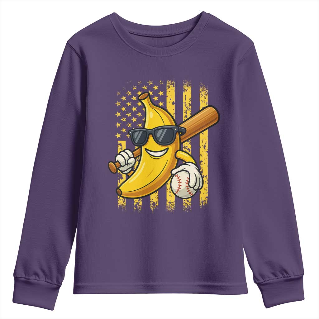 Retro Bananas Youth Sweatshirt Vintage American Flag Banana Lover - Wonder Print Shop
