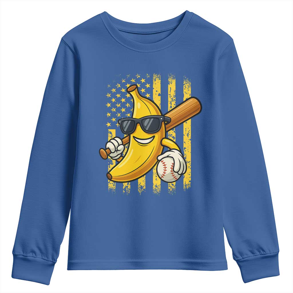 Retro Bananas Youth Sweatshirt Vintage American Flag Banana Lover - Wonder Print Shop