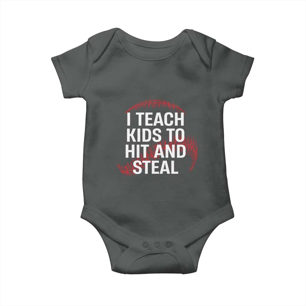 Baseball Coach Baby Onesie I Teach Kids To Hit And Steal