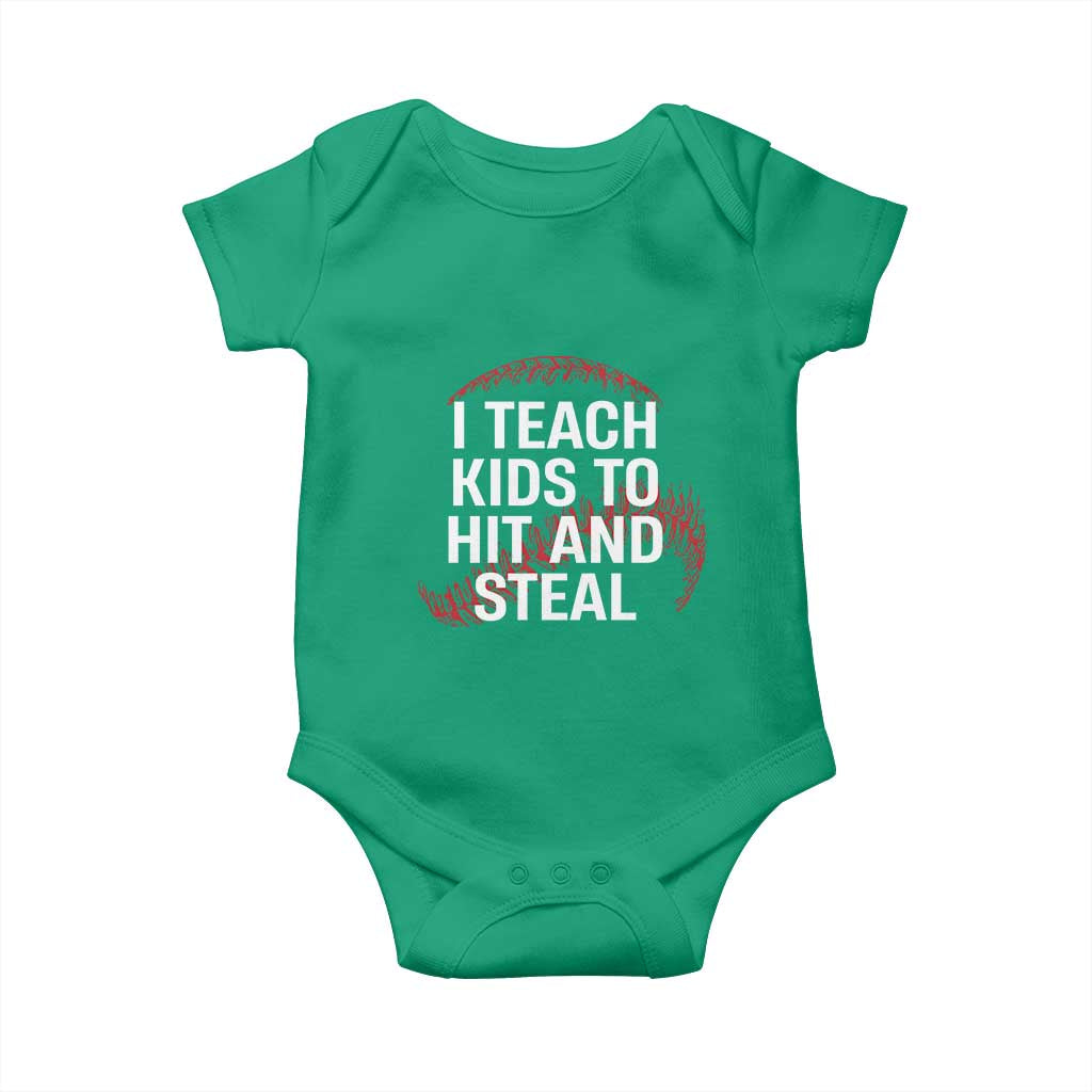 Baseball Coach Baby Onesie I Teach Kids To Hit And Steal