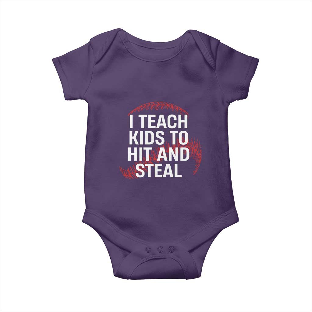 Baseball Coach Baby Onesie I Teach Kids To Hit And Steal