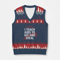 Baseball Coach V-Neck Knit Sweater Vest I Teach Kids To Hit And Steal