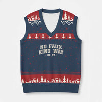 Snarky No Kings In America V-Neck Knit Sweater Vest No Faux King Way 86 47 Vintage Retro - Wonder Print Shop