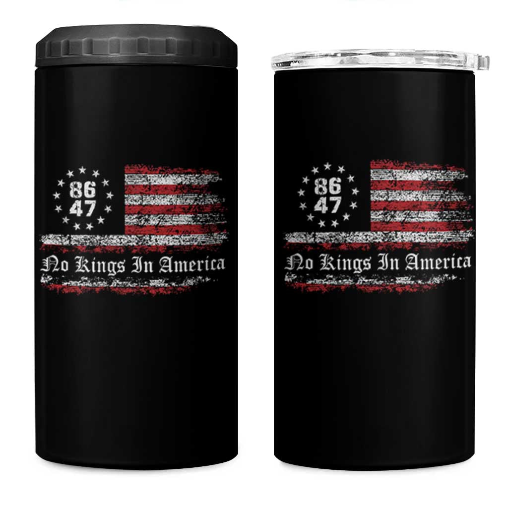 No Kings in America 4 in 1 Can Cooler Tumbler 86 47 US Flag Impeach 47