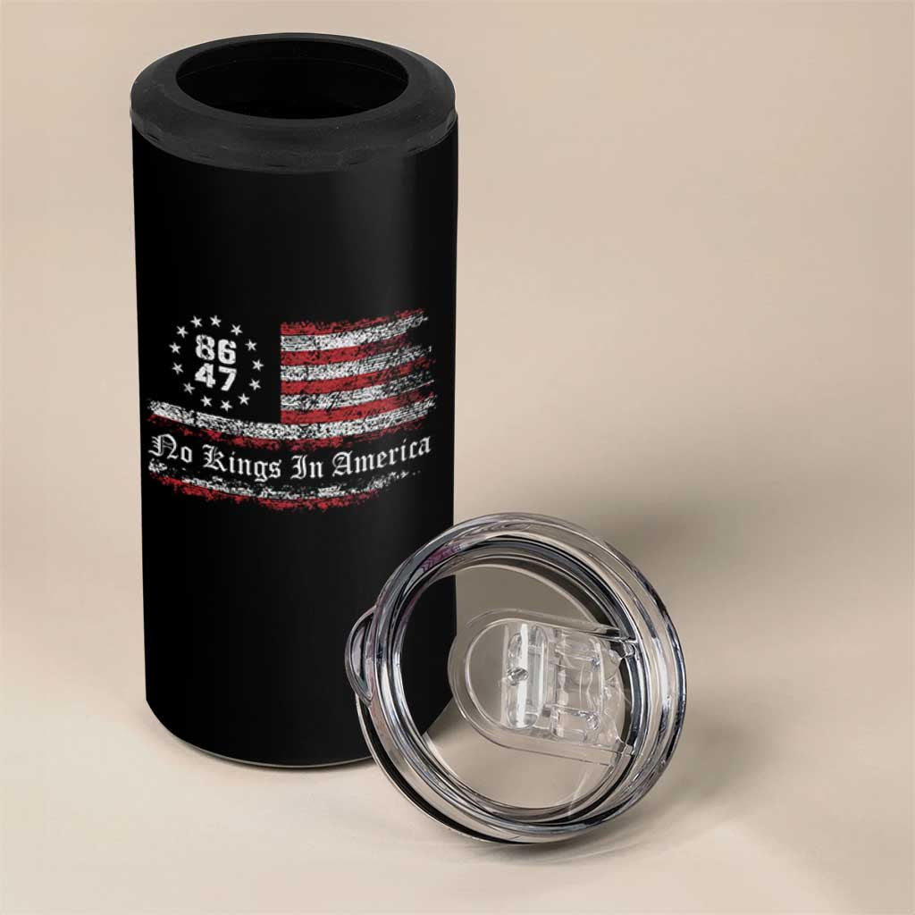 No Kings in America 4 in 1 Can Cooler Tumbler 86 47 US Flag Impeach 47