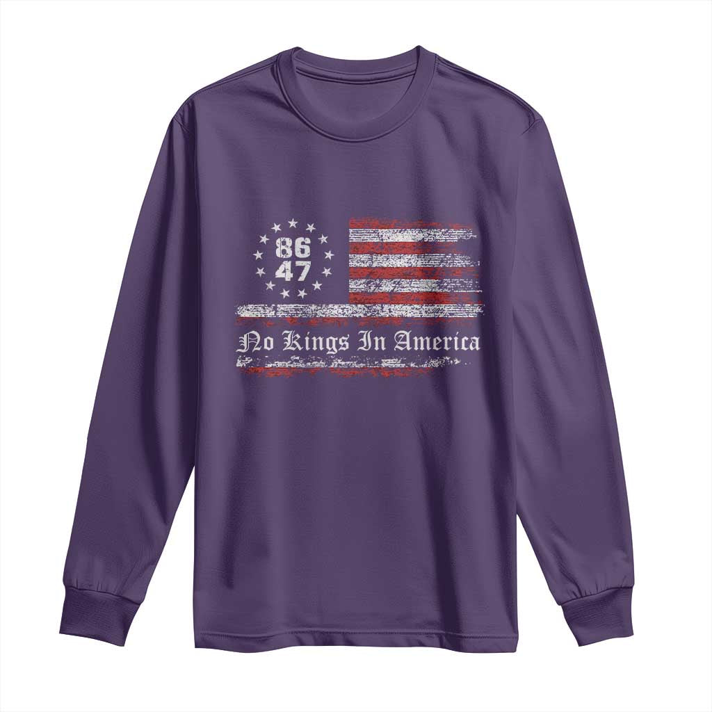 No Kings in America Long Sleeve Shirt 86 47 US Flag Impeach 47