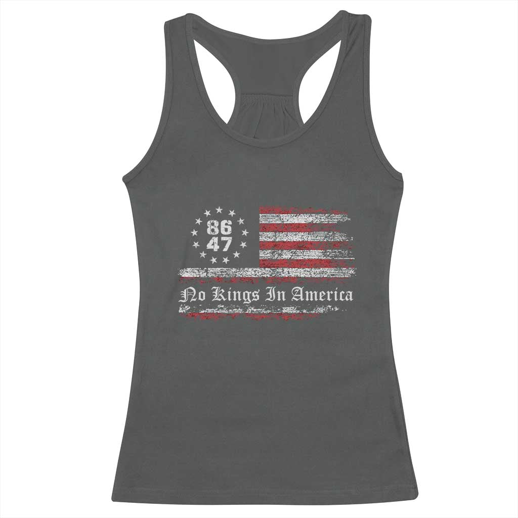 No Kings in America Racerback Tank Top 86 47 US Flag Impeach 47