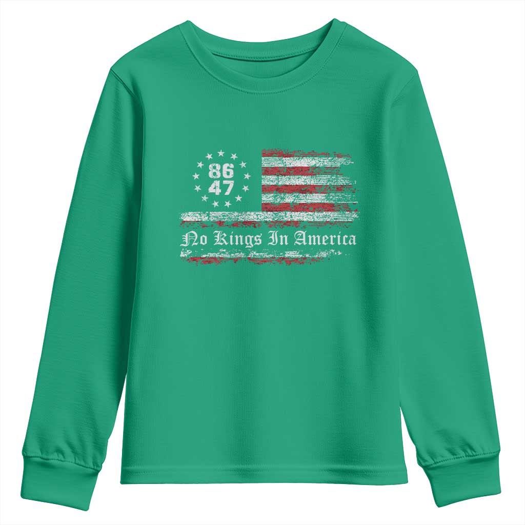 No Kings in America Youth Sweatshirt 86 47 US Flag Impeach 47
