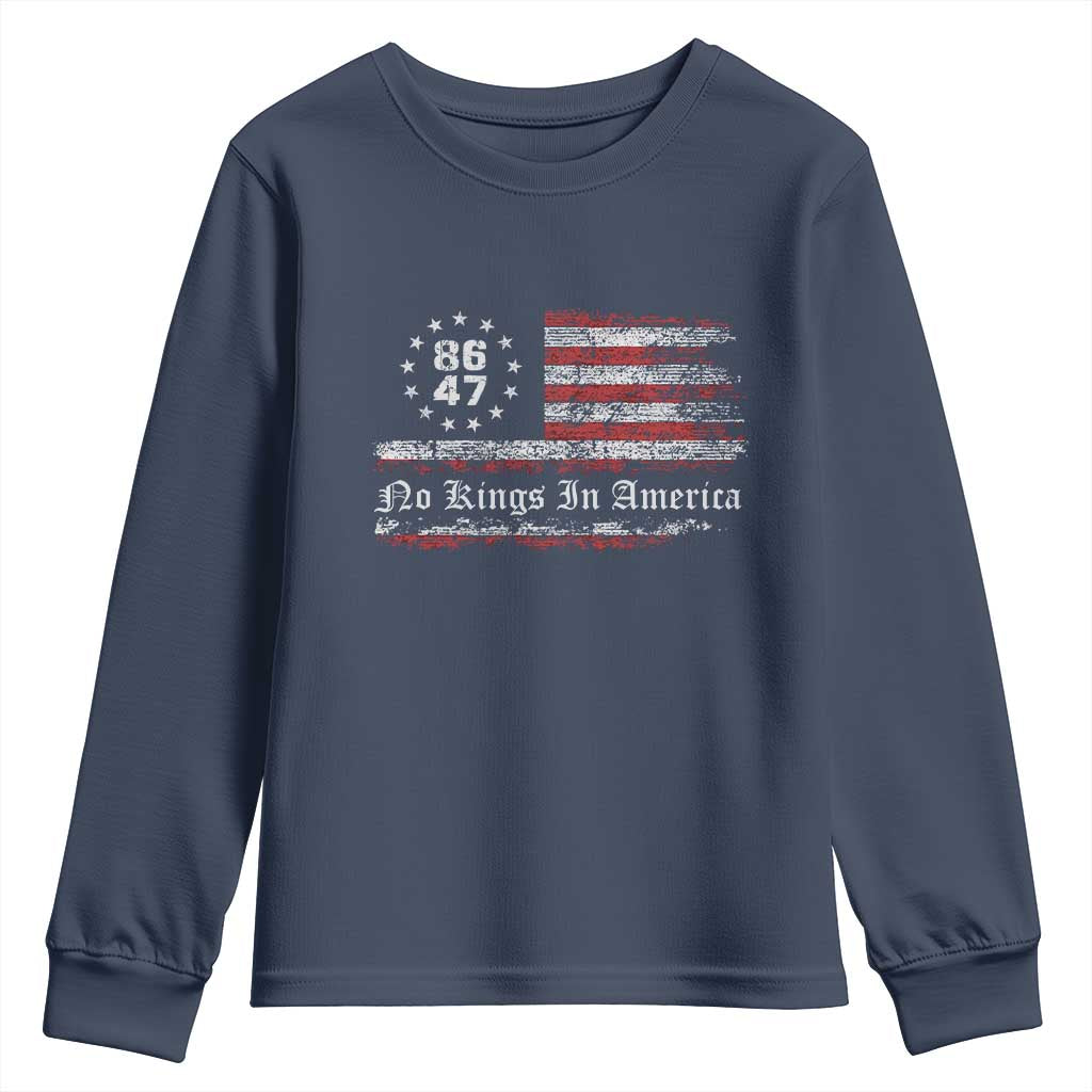 No Kings in America Youth Sweatshirt 86 47 US Flag Impeach 47