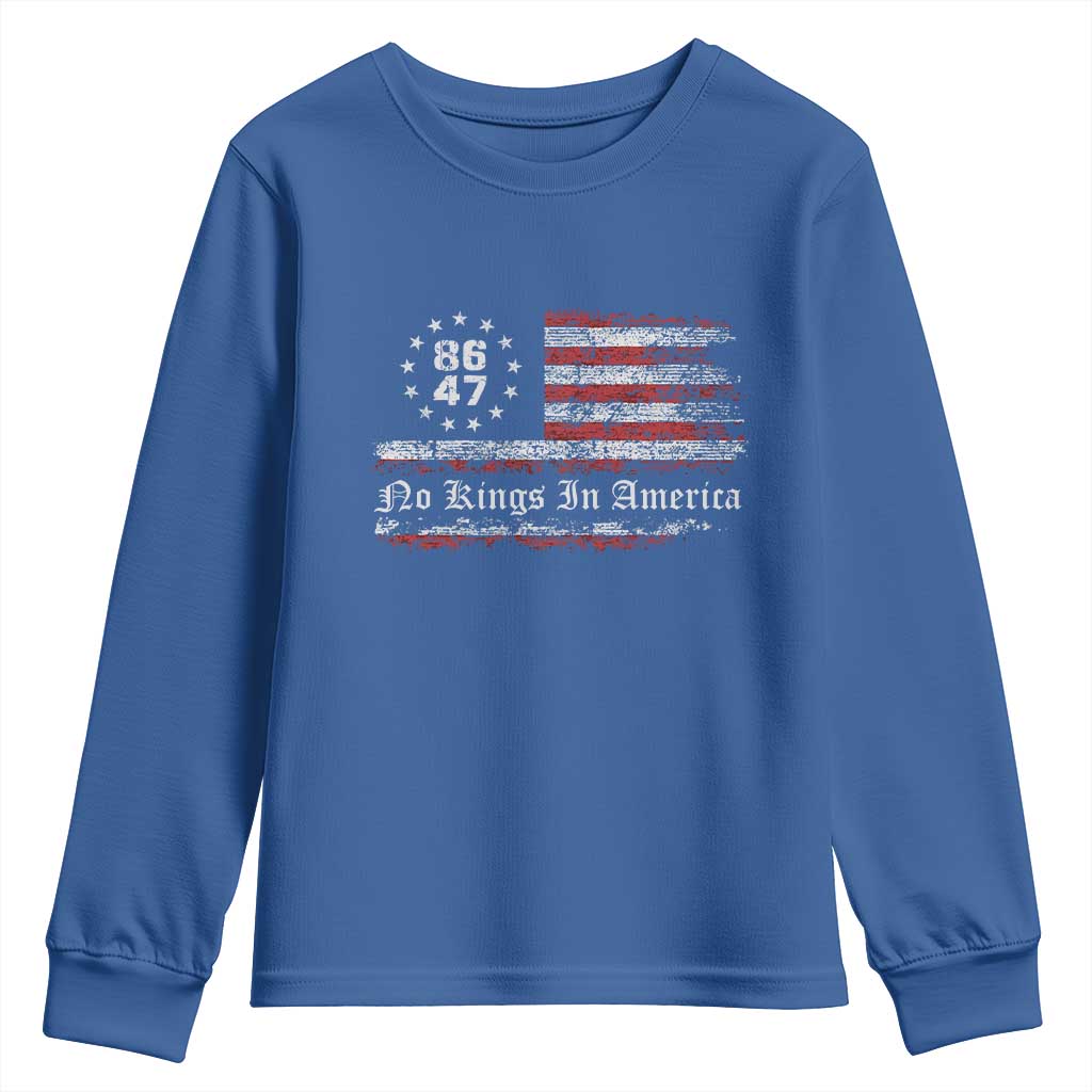 No Kings in America Youth Sweatshirt 86 47 US Flag Impeach 47