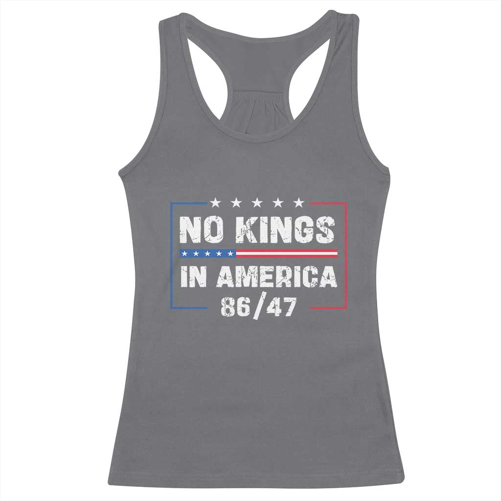 No Kings in America Racerback Tank Top 86 47 Impeach 47