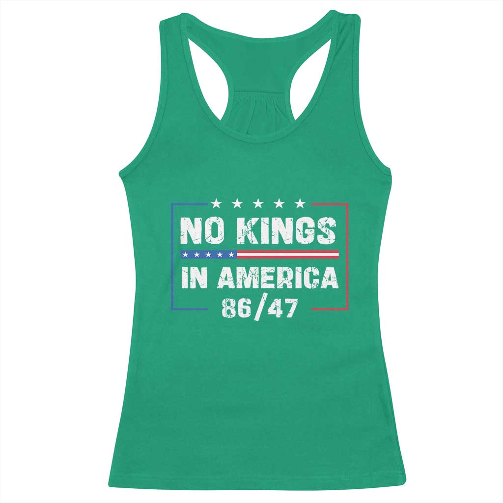 No Kings in America Racerback Tank Top 86 47 Impeach 47
