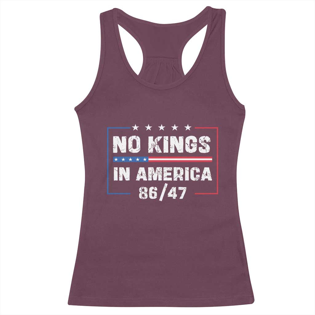 No Kings in America Racerback Tank Top 86 47 Impeach 47