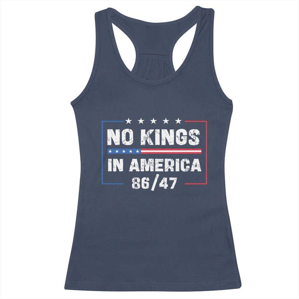 No Kings in America Racerback Tank Top 86 47 Impeach 47