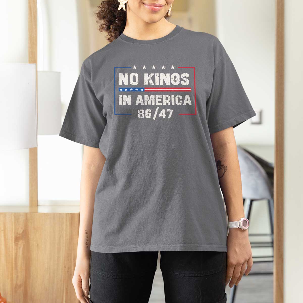 No Kings in America T Shirt For Women 86 47 Impeach 47