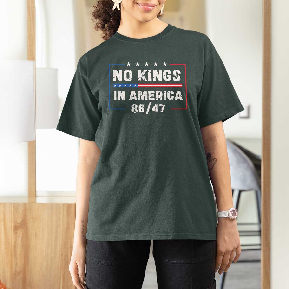 No Kings in America T Shirt For Women 86 47 Impeach 47