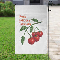 Subtle FDT Garden Flag Fresh Delicious Tomatoes Retro Tomato Vine Graphic Political Humor