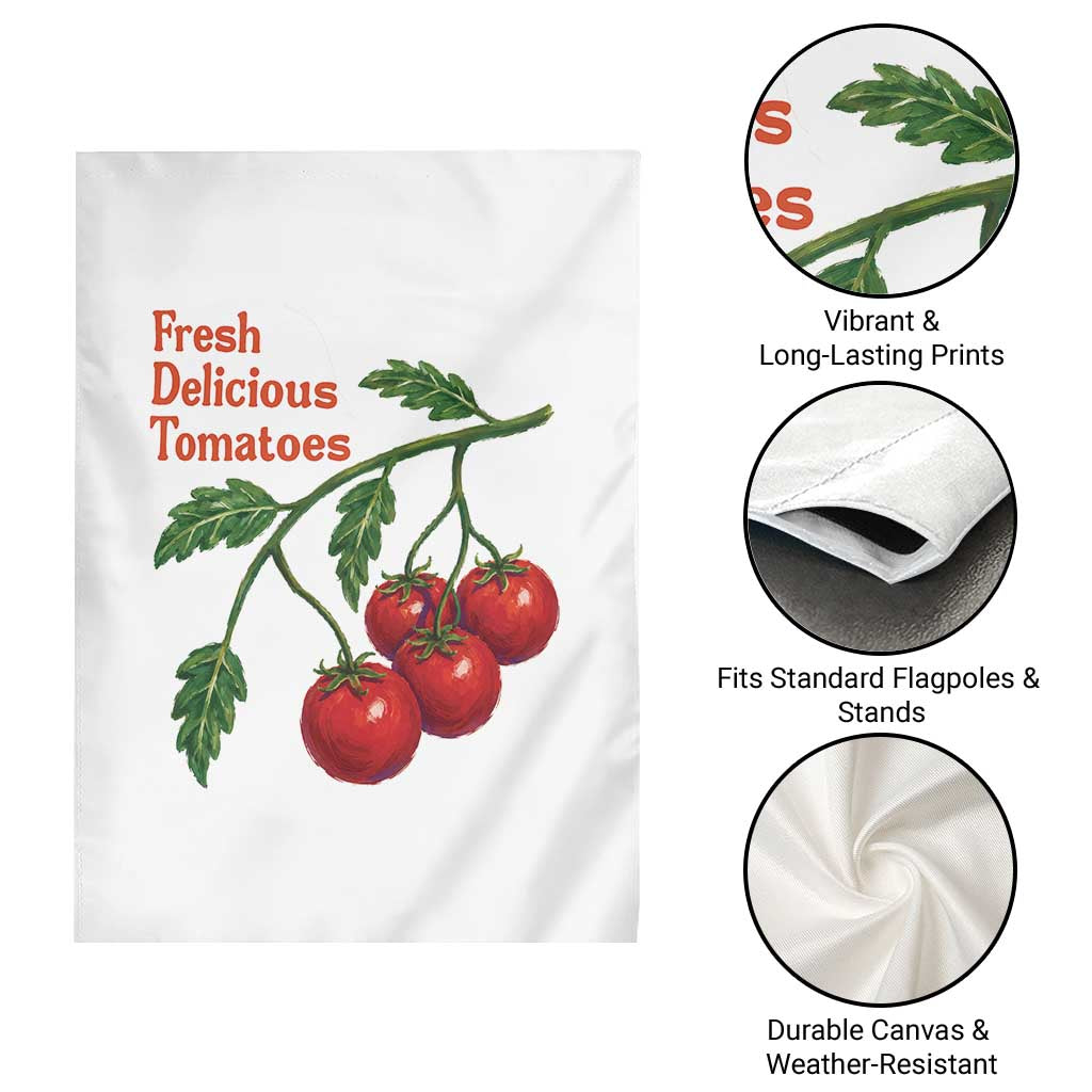 Subtle FDT Garden Flag Fresh Delicious Tomatoes Retro Tomato Vine Graphic Political Humor