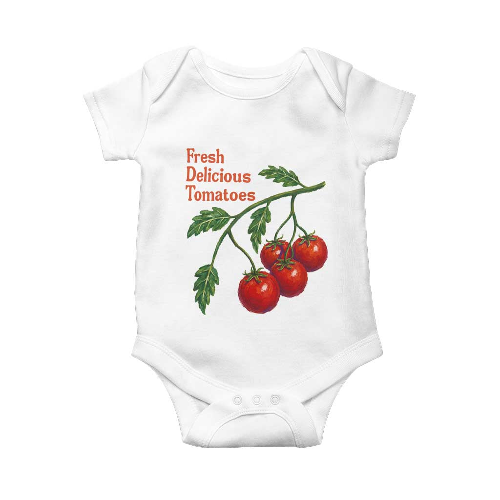 Subtle FDT Baby Onesie Fresh Delicious Tomatoes Retro Tomato Vine Graphic Political Humor