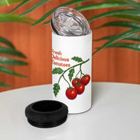 Subtle FDT 4 in 1 Can Cooler Tumbler Fresh Delicious Tomatoes Retro Tomato Vine Graphic Political Humor