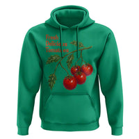 Subtle FDT Hoodie Fresh Delicious Tomatoes Retro Tomato Vine Graphic Political Humor